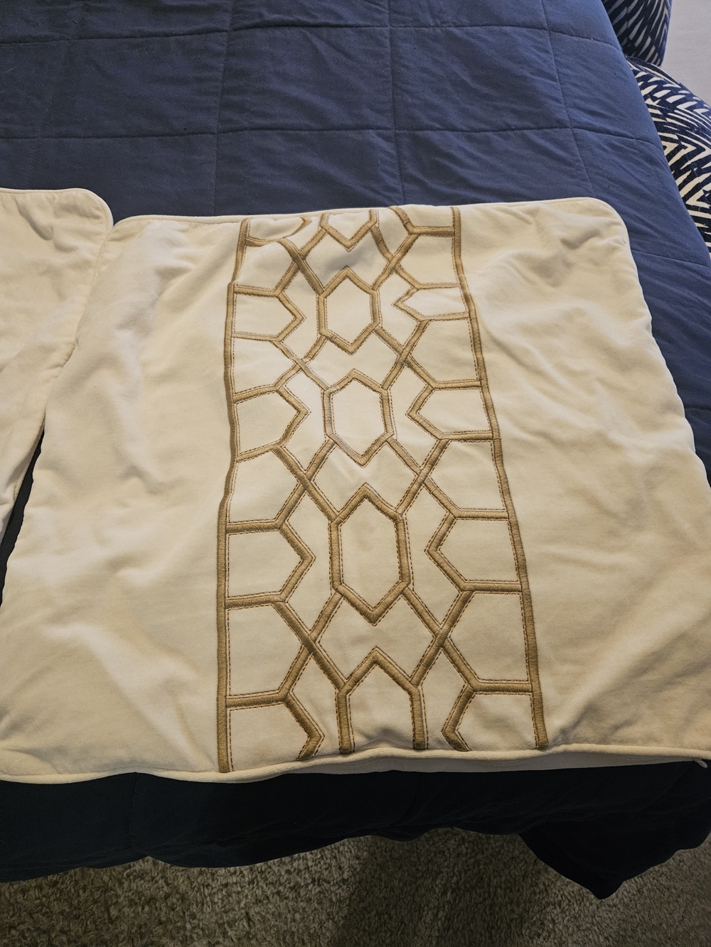 Cream Decorative Pillow Covers with Gold Embroidery (2)